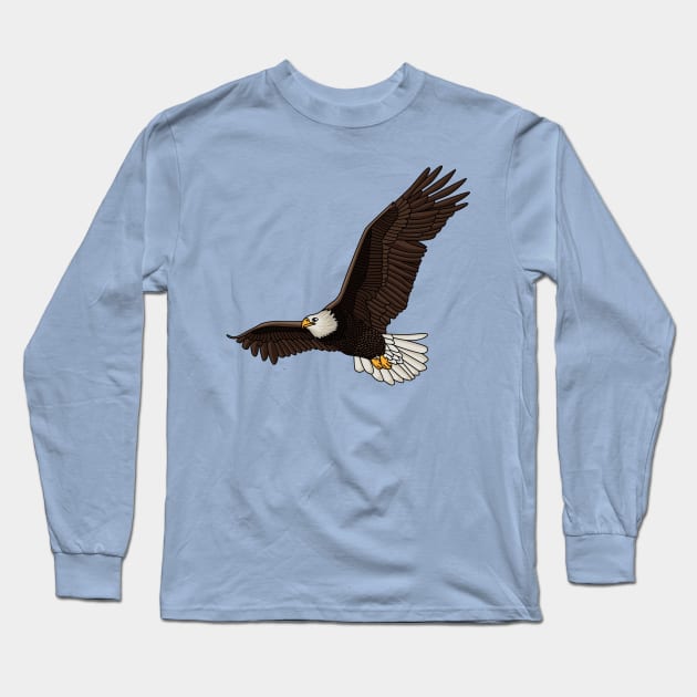 Happy flying bald eagle cartoon illustration Long Sleeve T-Shirt by Cartoons of fun